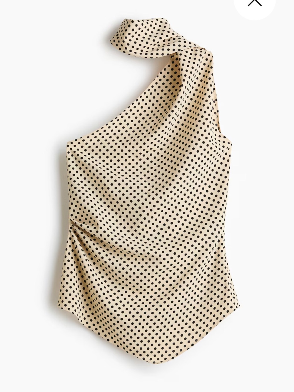 H&M Polka Dot One-Shoulder Top w/ Scarf Collar in Beige and Black sz S NWT